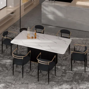 Ackley Amerson Modern Dining Set, Faux Marble Dining Table And Chair Set for 6